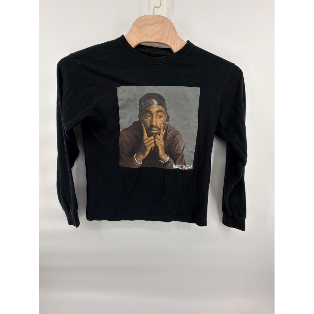 Poetic Justice Tupac Shakur Graphic T-Shirt Mens M Black Long Sleeve Movie Promo